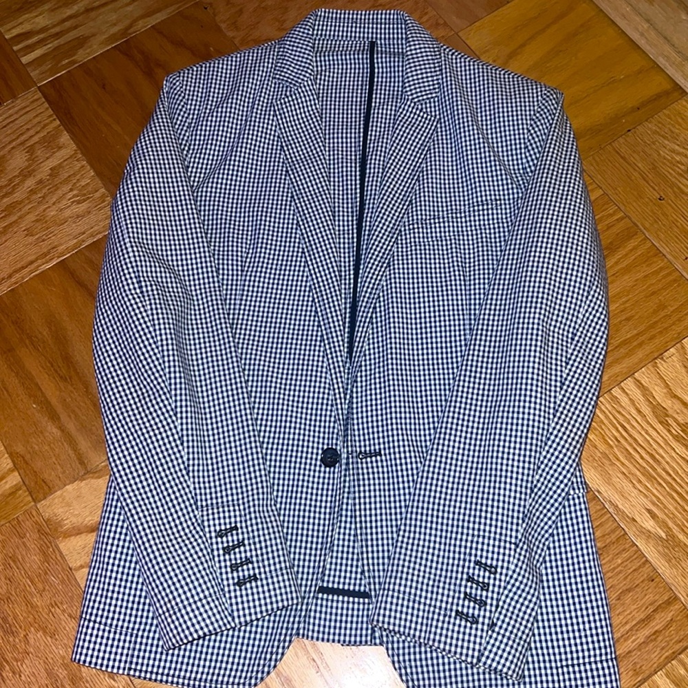 D&G Blue Mens Size 48 One Button Seersucker Blazer